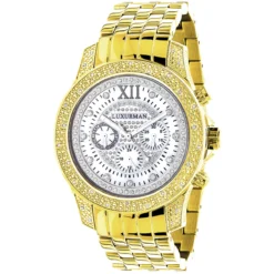Luxurman Men's Diamond Raptor Yellow Gold Plated Watch 0.5ct