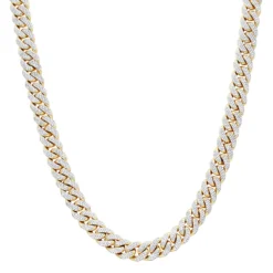 Luxurman Men's 10K Yellow Gold Miami Cuban Link Chain Necklace With Diamonds 23ct