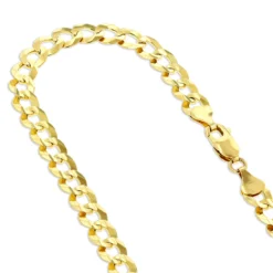 LUXURMAN Solid 10K Yellow Gold Curb Chain For Men Comfort 5.5mm Wide