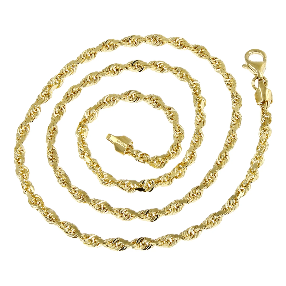 LUXURMAN Solid 10K Yellow Gold Rope Chain For Men & Women Diamond Cut 4mm - Image 2
