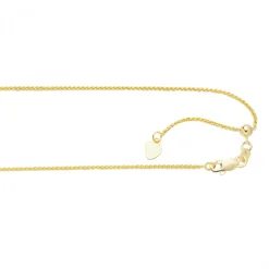 LUXURMAN Solid 10K Yellow Gold Wheat Chain For Women Round Adjustable 1mm