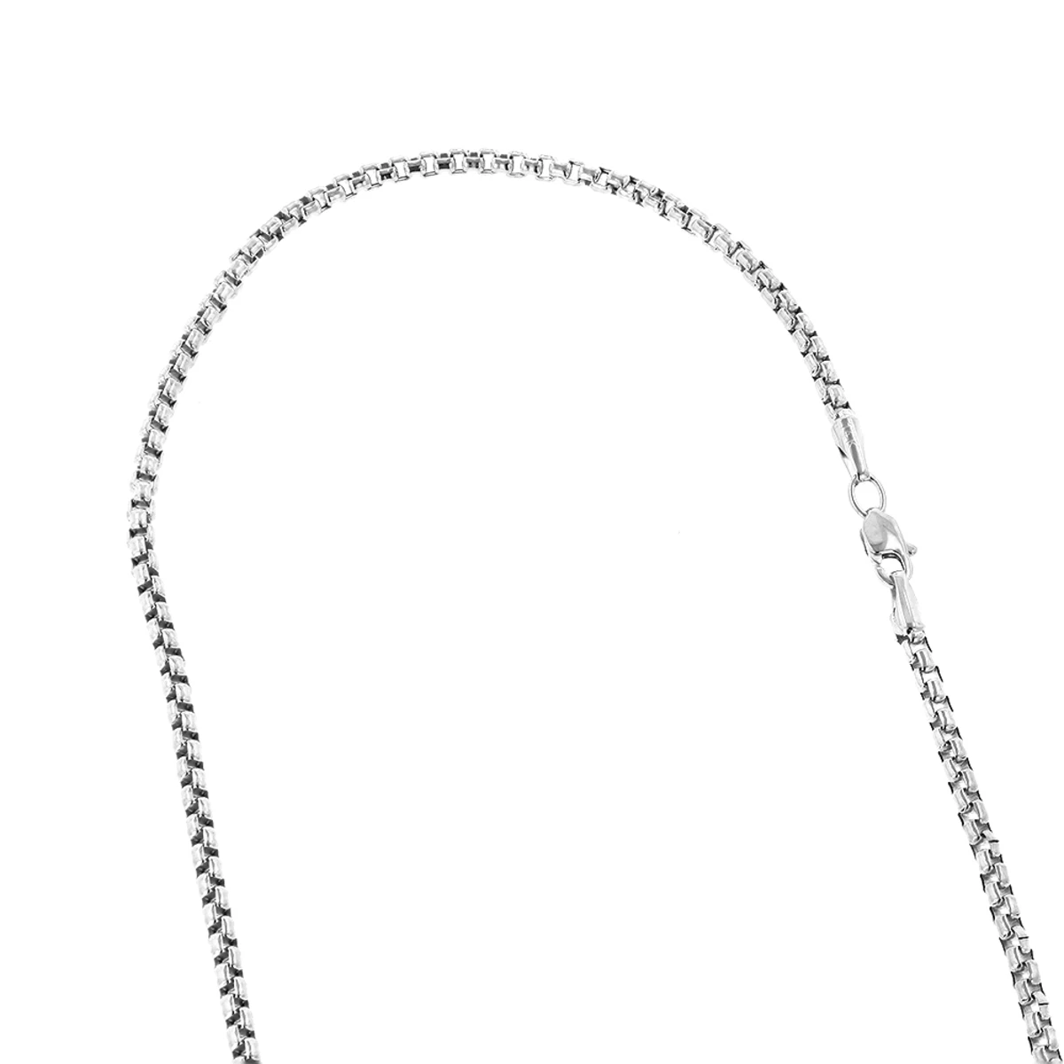 LUXURMAN Solid 14K White Gold Box Chain For Men & Women Round 1.7mm Wide