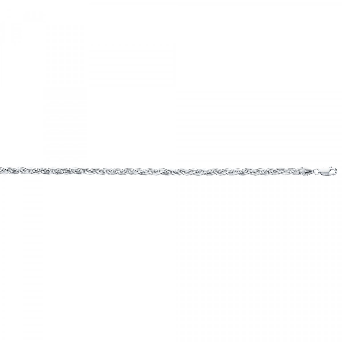 LUXURMAN Solid 14K White Gold Braided Chain For Women Fox 3.5mm Wide