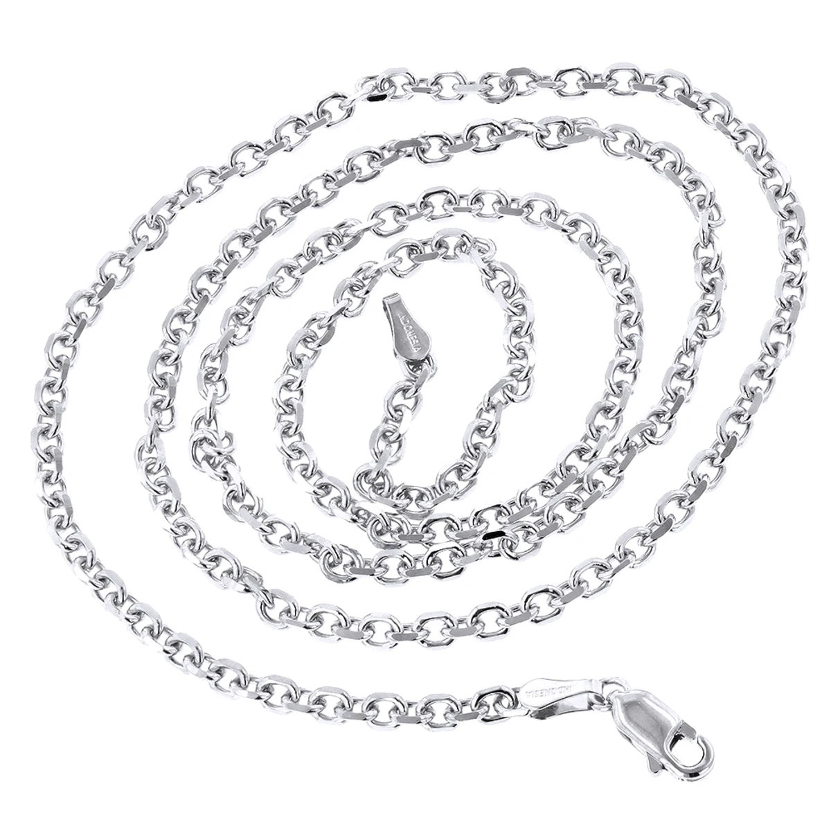 LUXURMAN Solid 14K White Gold Cable Chain For Men & Women 3mm Wide - Image 3