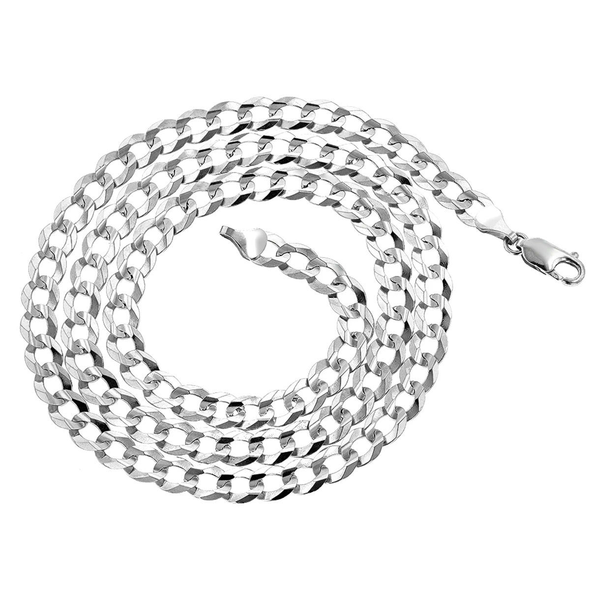 LUXURMAN Solid 14K White Gold Curb Chain For Men Comfort 4.5mm Wide - Image 3