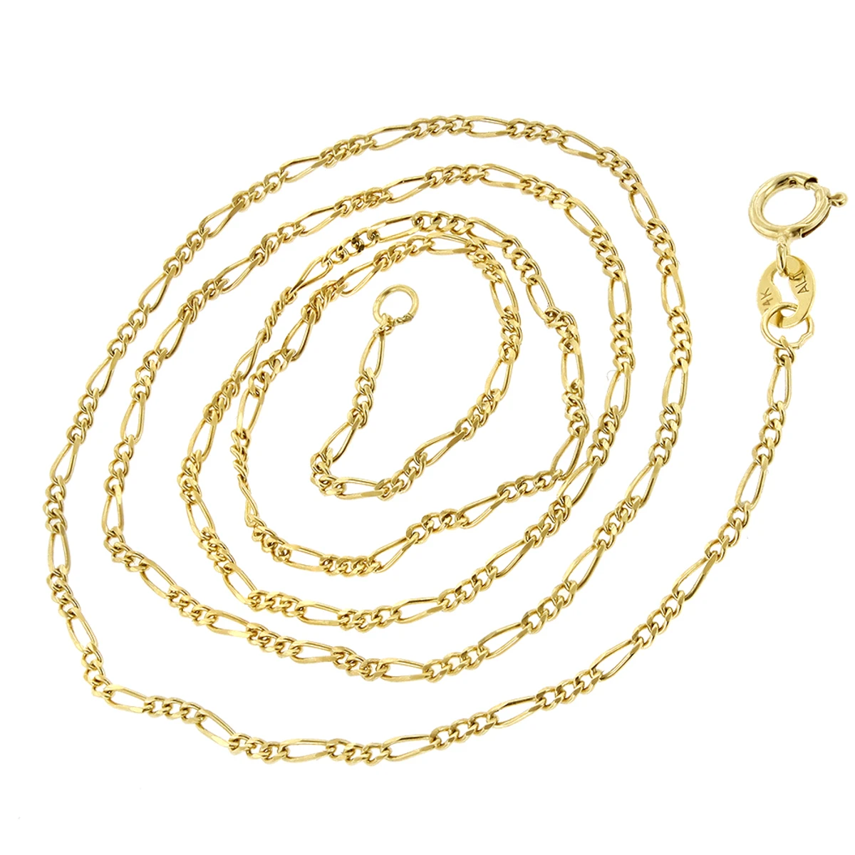 LUXURMAN Solid 14K Yellow Gold Figaro Chain For Men & Women 1.3mm Wide - Image 2
