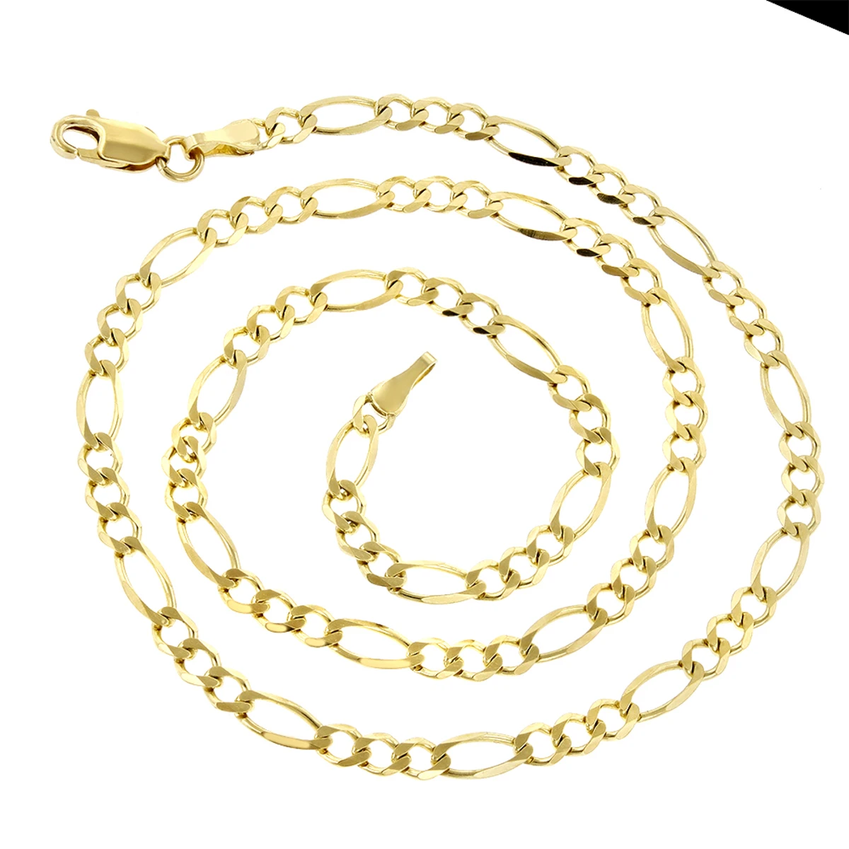 LUXURMAN Solid 14K Yellow Gold Figaro Chain For Men & Women 2.8mm Wide - Image 2