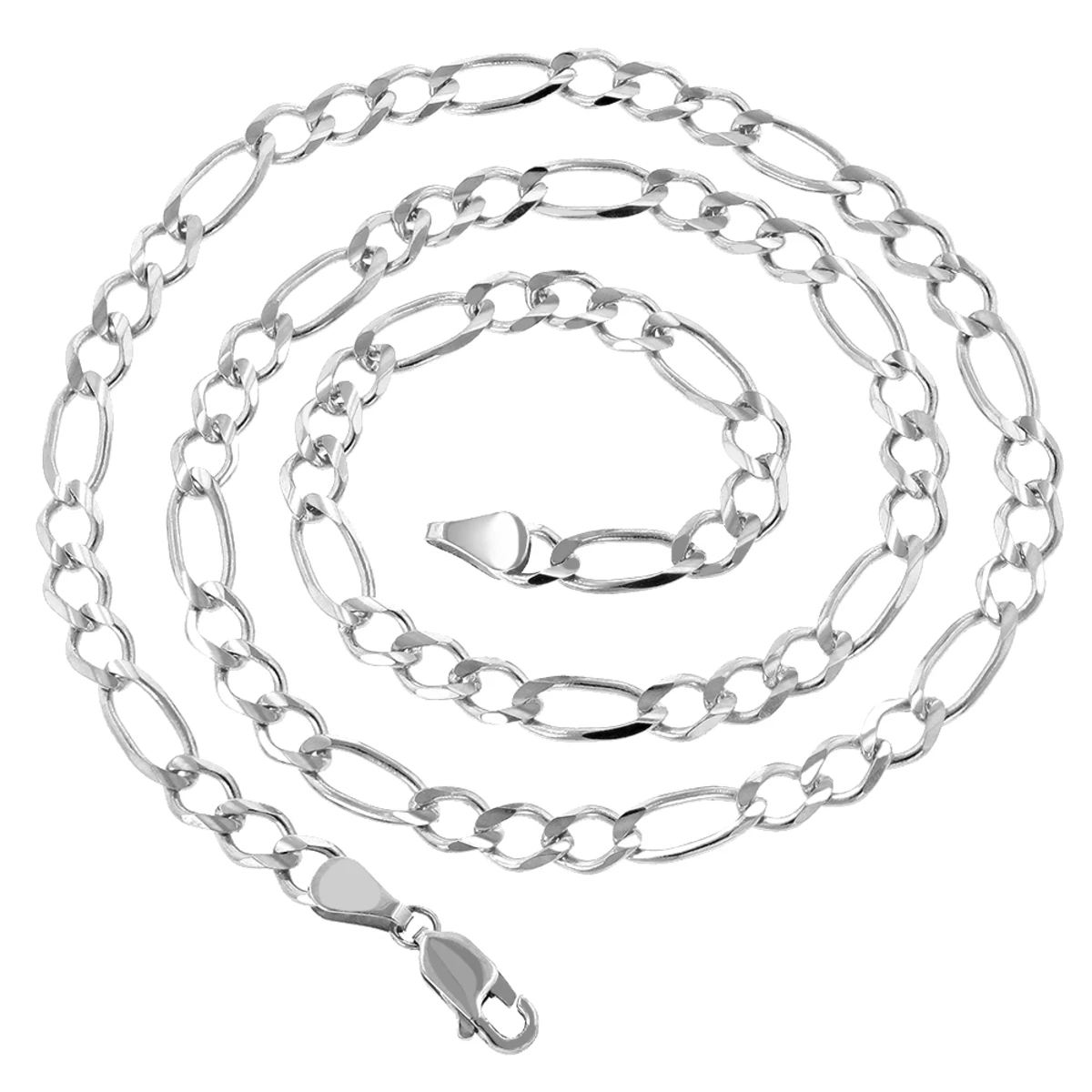LUXURMAN Solid 14K White Gold Figaro Chain For Men & Women 6mm Wide - Image 3