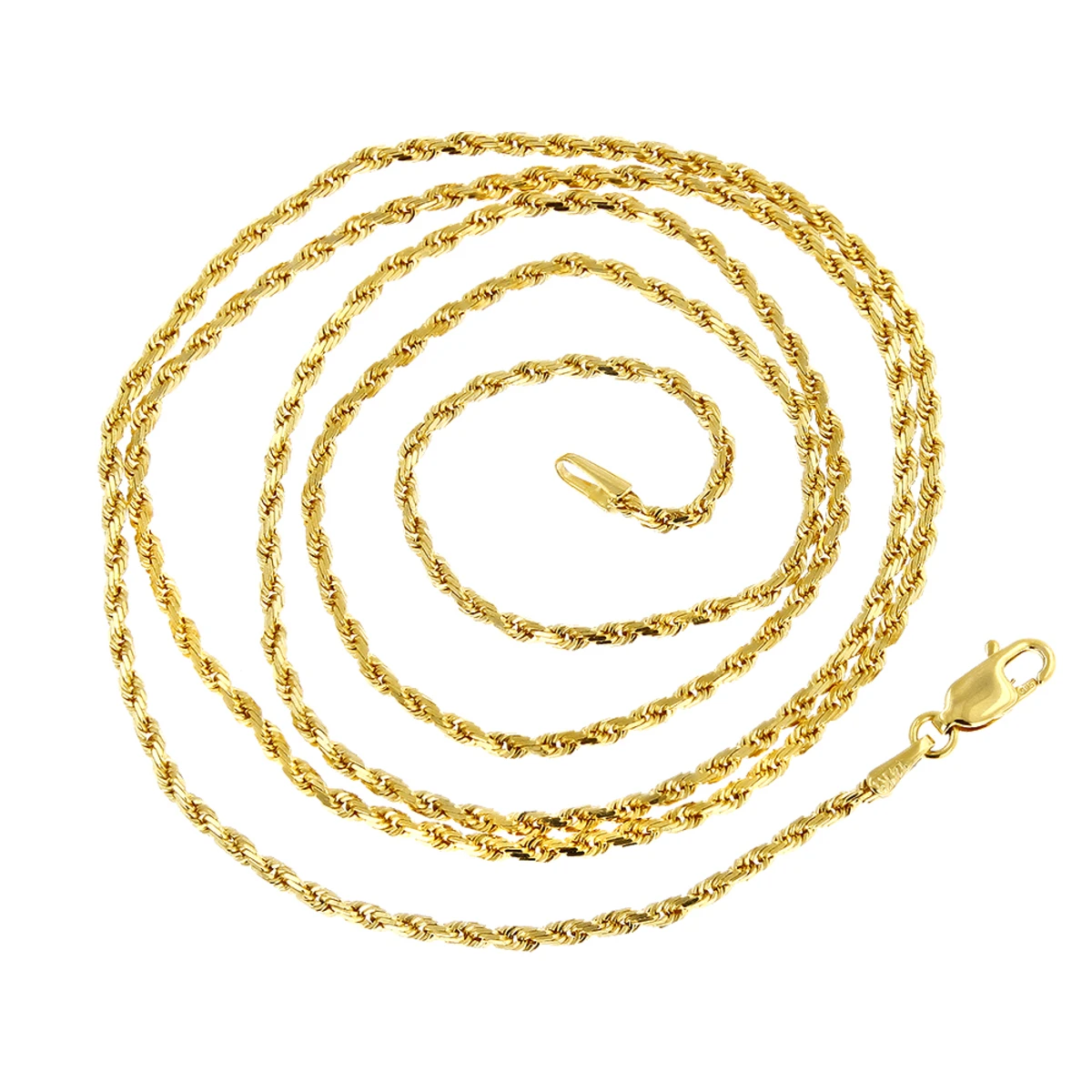 LUXURMAN Solid 14K Yellow Gold Rope Chain For Men & Women 2mm Wide - Image 2