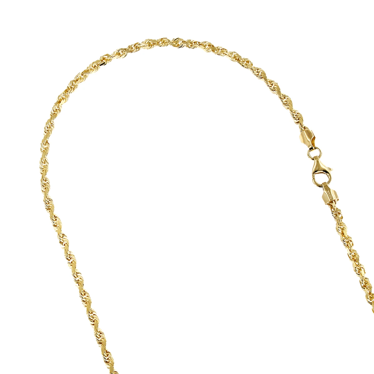 LUXURMAN Solid 14K Yellow Gold Rope Chain For Men & Women Diamond Cut 3mm