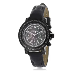 Luxurman Black Diamond Watch For Women 2.15 Carats
