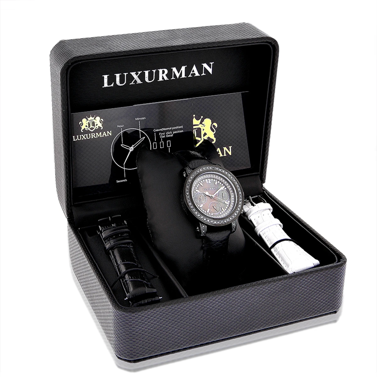 Luxurman Black Diamond Watch For Women 2.15 Carats - Image 4