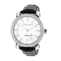 Luxurman Men's VS Diamond Watch .18ct White MOP