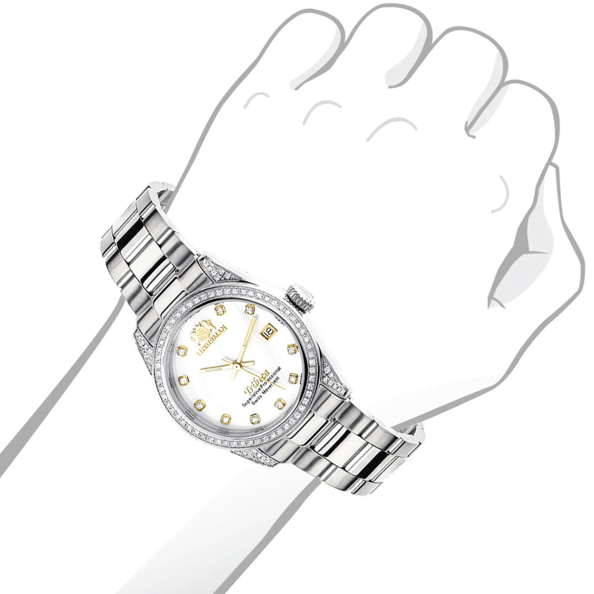 Luxurman Women's Diamond Watch Stainless Steel Tribeca 1.5ct - Image 3