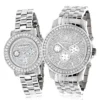 Matching His And Hers Luxurman Diamond Bezel Watch Set 6ct