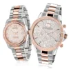 Matching His And Hers Luxurman Rose Gold Diamond Watch Set 1.7ct