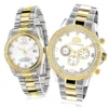 Matching For Couples Luxurman Yellow Gold Plated Diamond Watch Set