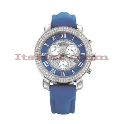 Men's Benny And Company Watch Ice Dial 2.9ct Men's Blue