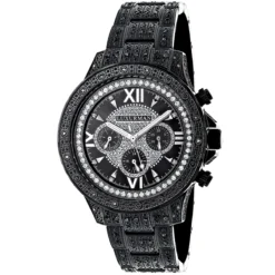 Men's Black Diamond Luxurman Watch 1.25ct Iced Out