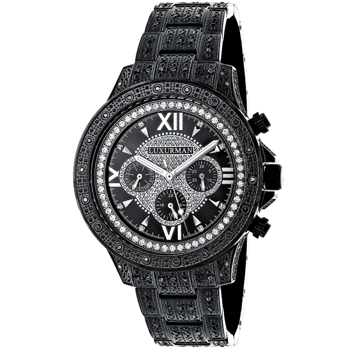 Men's Black Diamond Luxurman Watch 1.25ct Iced Out