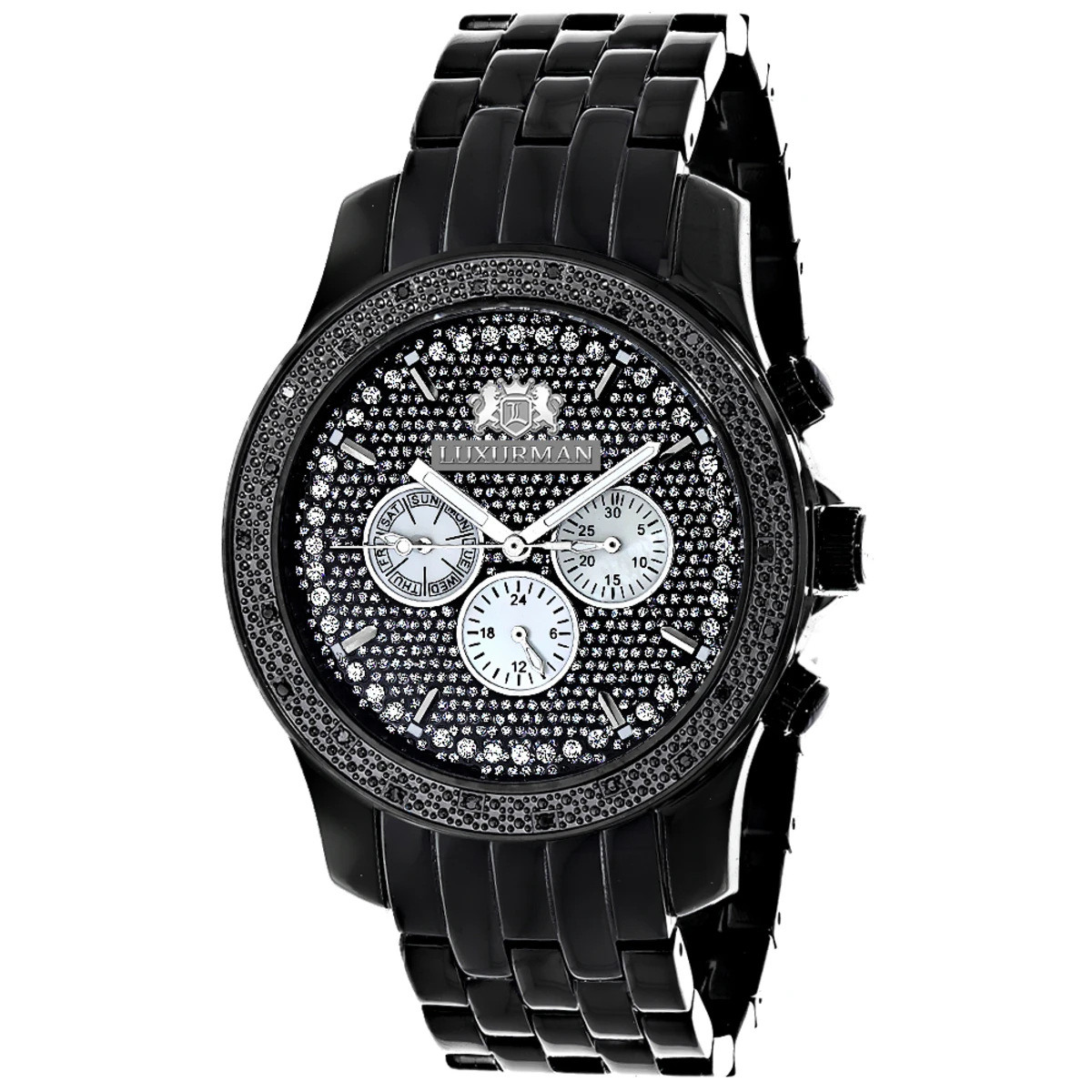 Men's Black Diamond Watch 0.25ct LUXURMAN New Arrival