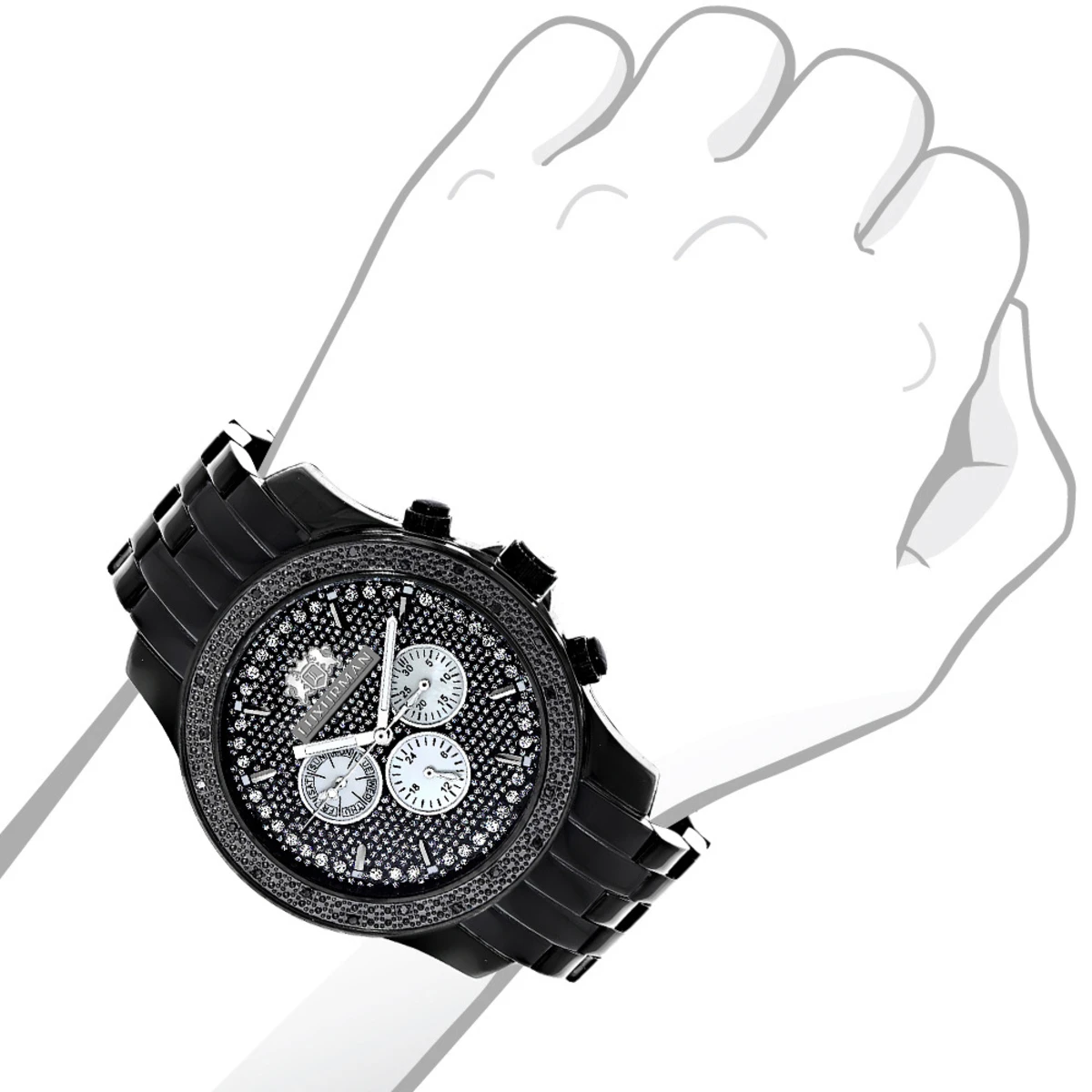 Men's Black Diamond Watch 0.25ct LUXURMAN New Arrival - Image 3