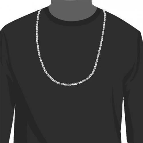 Men's 10K White Gold Ball Moon Cut Chain 4mm 22-30in - Image 3