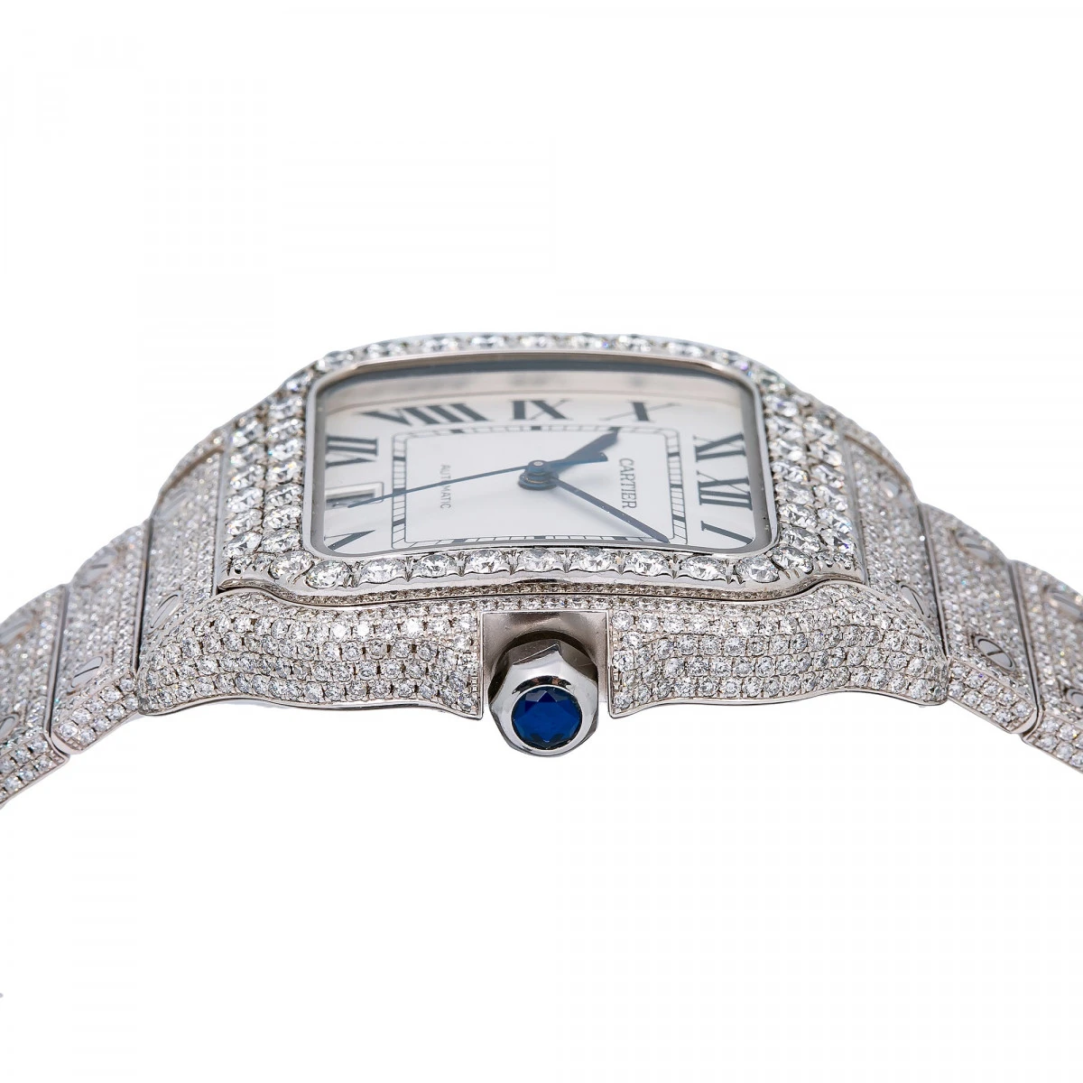 Men's Diamond Watch Cartier Santos De Cartier 40mm White Dial - Image 4