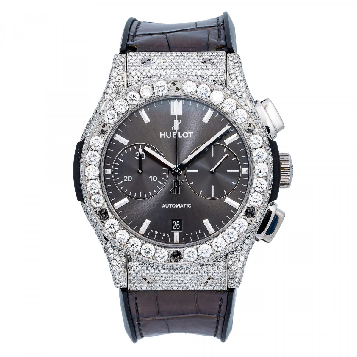Men's Diamond Watch Hublot Classic Fusion 42mm Grey Dial