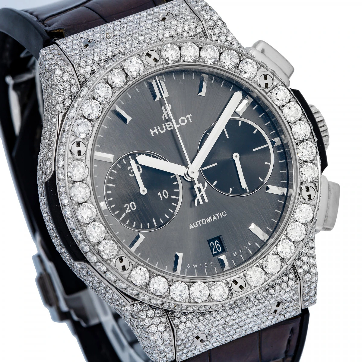 Men's Diamond Watch Hublot Classic Fusion 42mm Grey Dial - Image 2