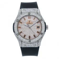 Men's Diamond Watch Hublot Classic Fusion 44mm Rose Gold Tone Dial