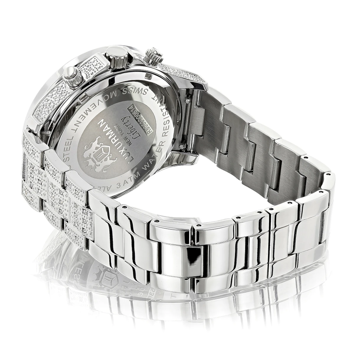 Men's Diamond Fully Iced Out Watch 1.25ct Luxurman Liberty Swiss Mvt - Image 2
