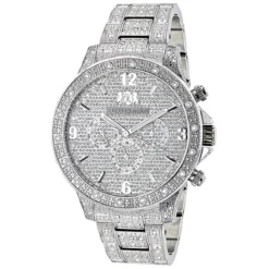 Men's Diamond Fully Iced Out Watch 1.25ct Luxurman Liberty Swiss Mvt