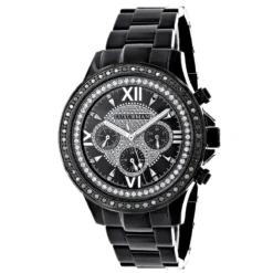 Men's Diamond Luxurman Black Diamond Watch 2ct Liberty