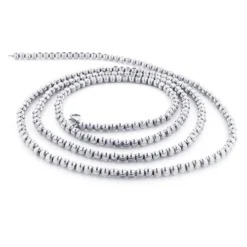 Men's 10K White Gold Ball Moon Cut Chain 4mm