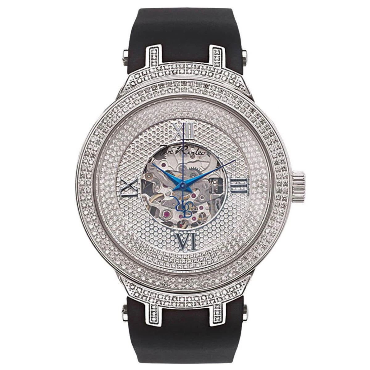White Men's Skeleton AutomaticJoe Rodeo Diamond Watch 2.20ct