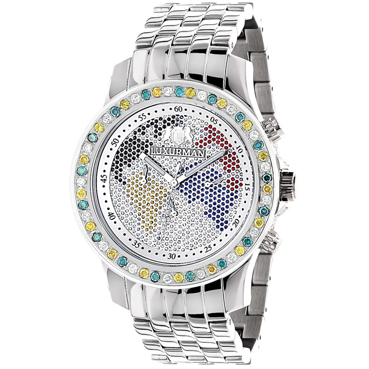 Multicolor Diamond Replacement Bezel For Men's Luxurman Raptor Watches 3.5ct - Image 3