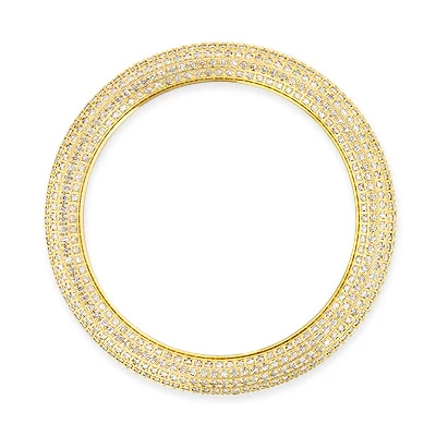 Pave Diamond Watch Bezel For Joe Rodeo Master Yellow Gold Tone 6ct