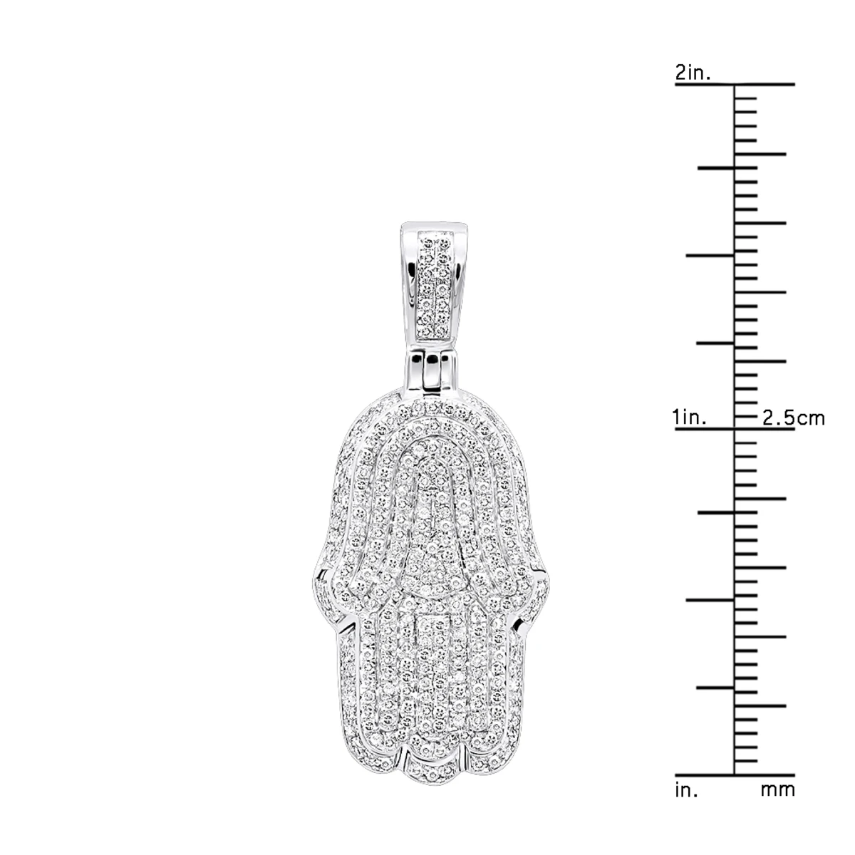 10K White Gold Diamond Hamsa Hand Pendant Fully Iced Out 1 Carat Charm - Image 6