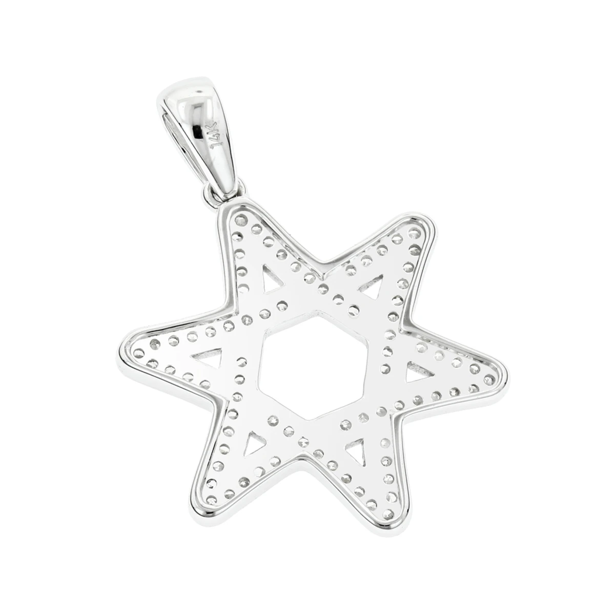 14K White Gold Diamond Star Of David Pendant 0.27ct - Image 4