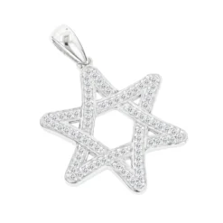 14K White Gold Diamond Star Of David Pendant 0.27ct