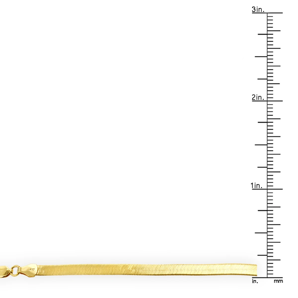 Solid 10K Yellow Gold Herringbone Chain Necklace For Women 4mm Wide - Image 3