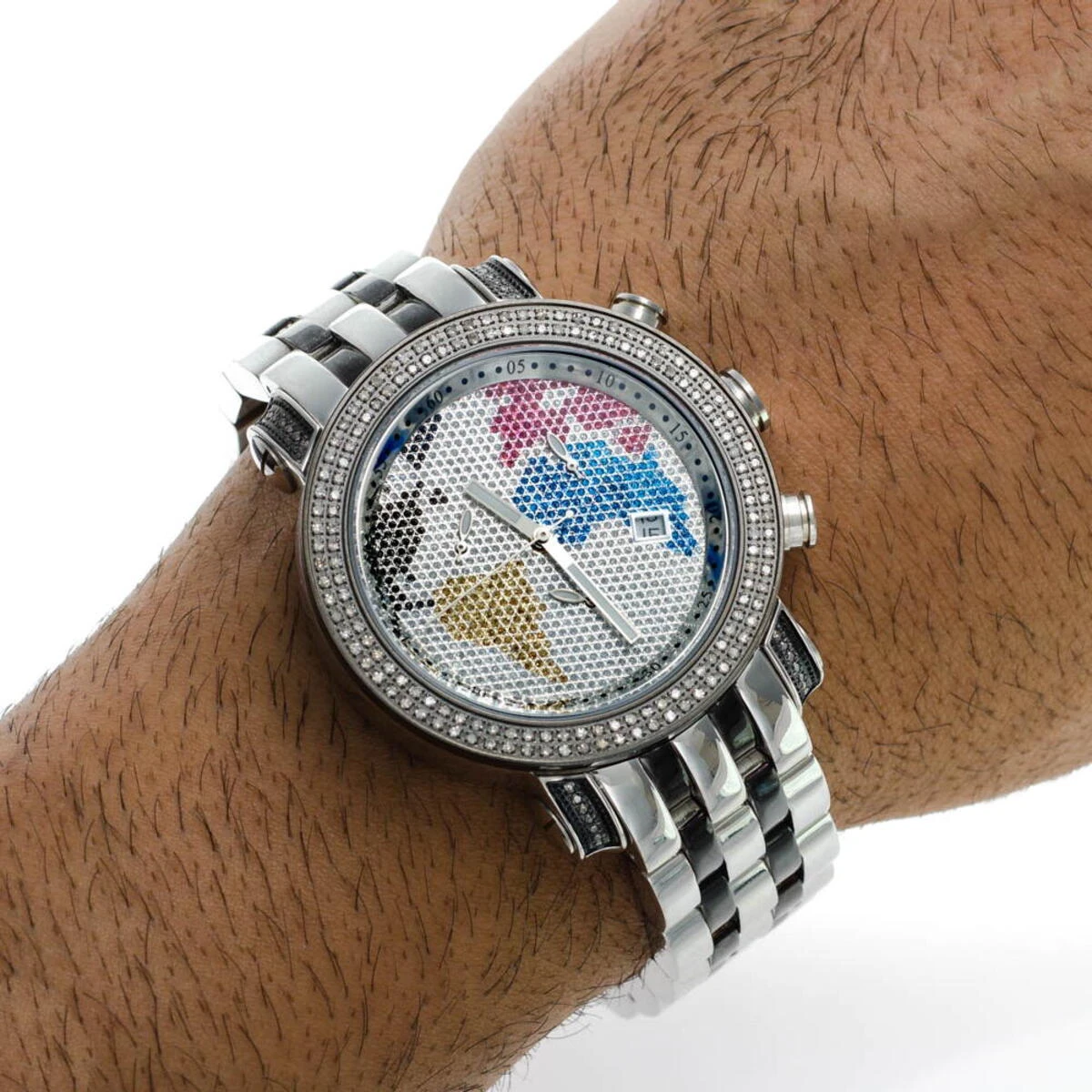 Two Tone Joe Rodeo Diamond JoJo Watch 1.75ct World Map - Image 7