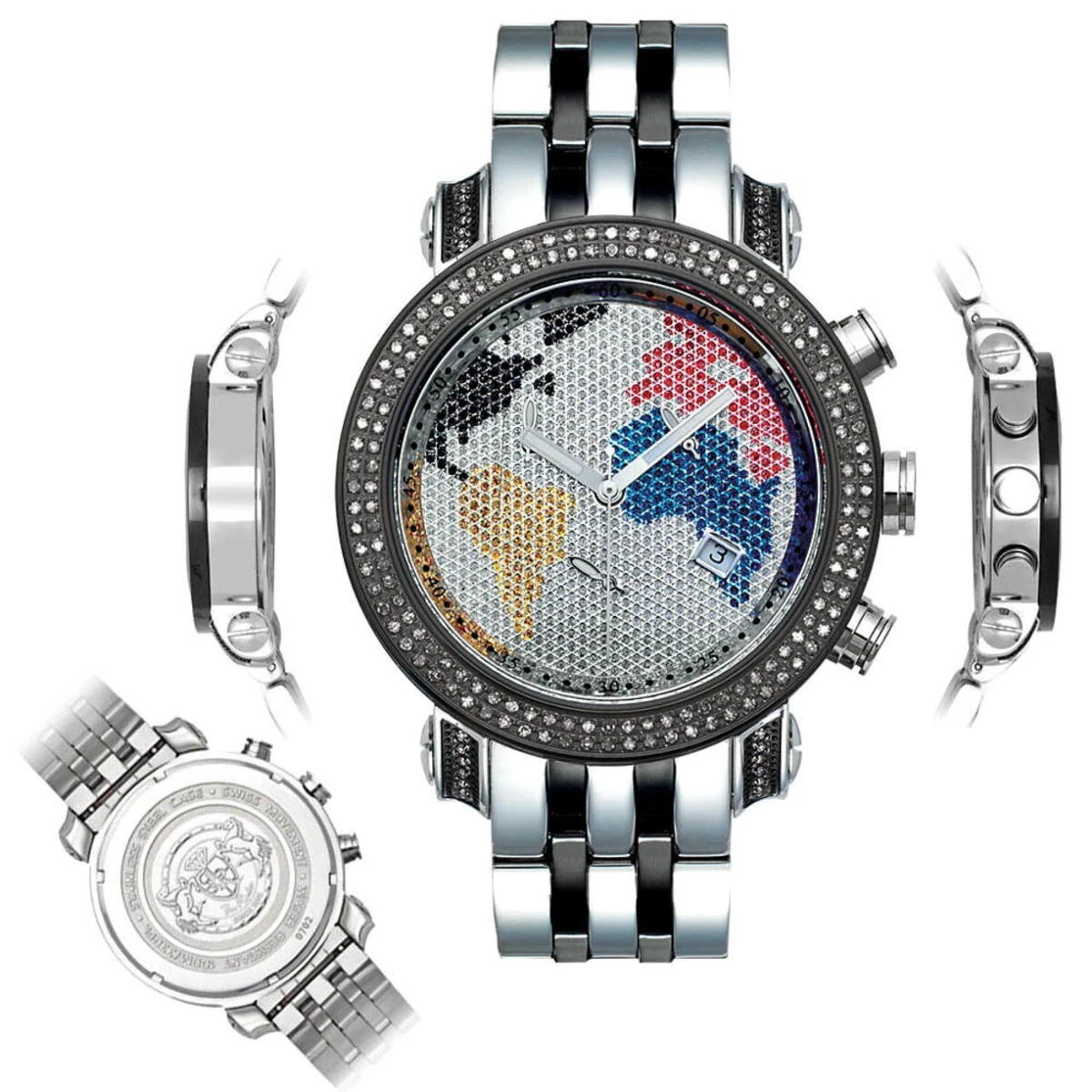 Two Tone Joe Rodeo Diamond JoJo Watch 1.75ct World Map - Image 6