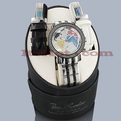 Two Tone Joe Rodeo Diamond JoJo Watch 1.75ct World Map - Image 5