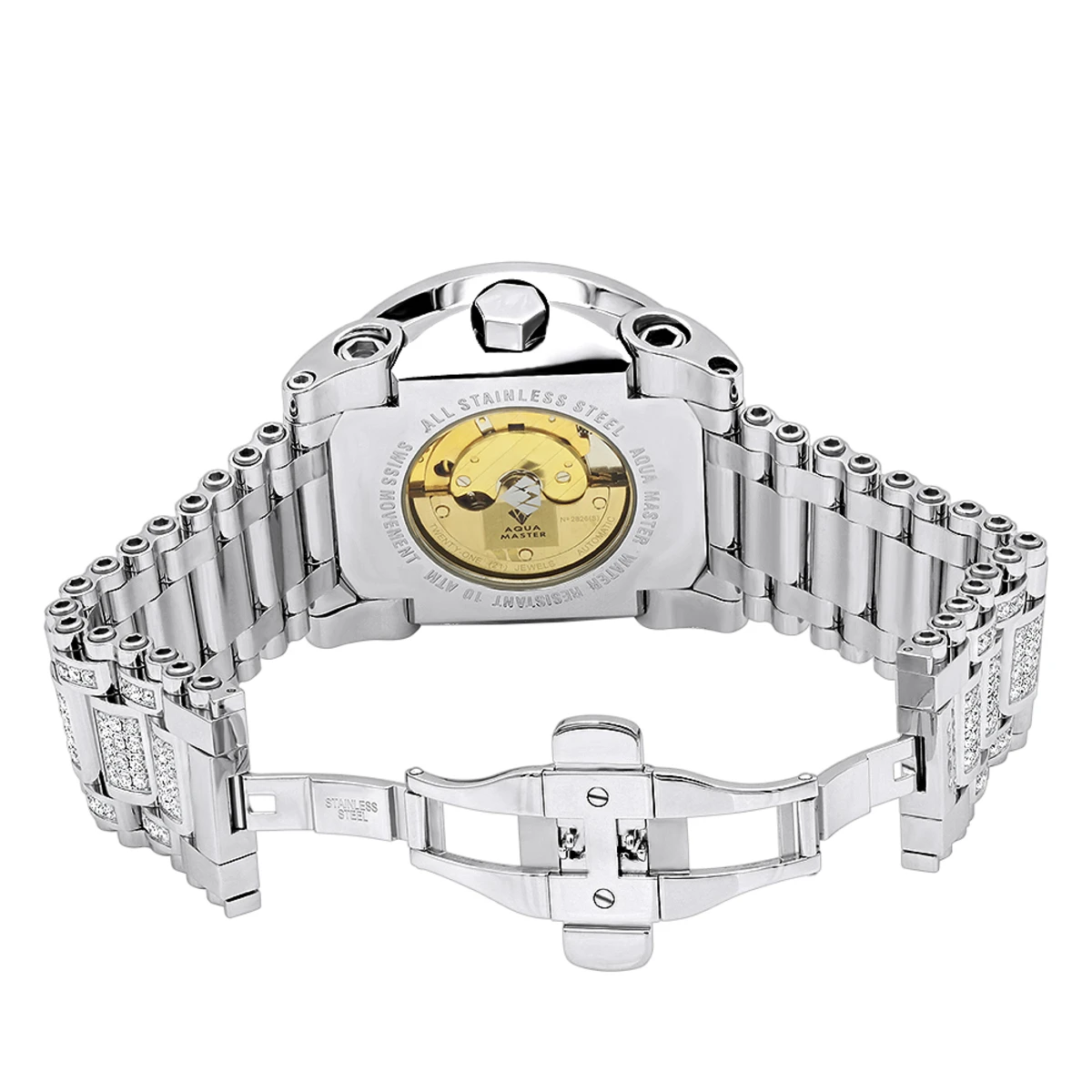 22 Carat Aqua Master Diamond Watch For Men White & Black Diamonds Automatic - Image 2