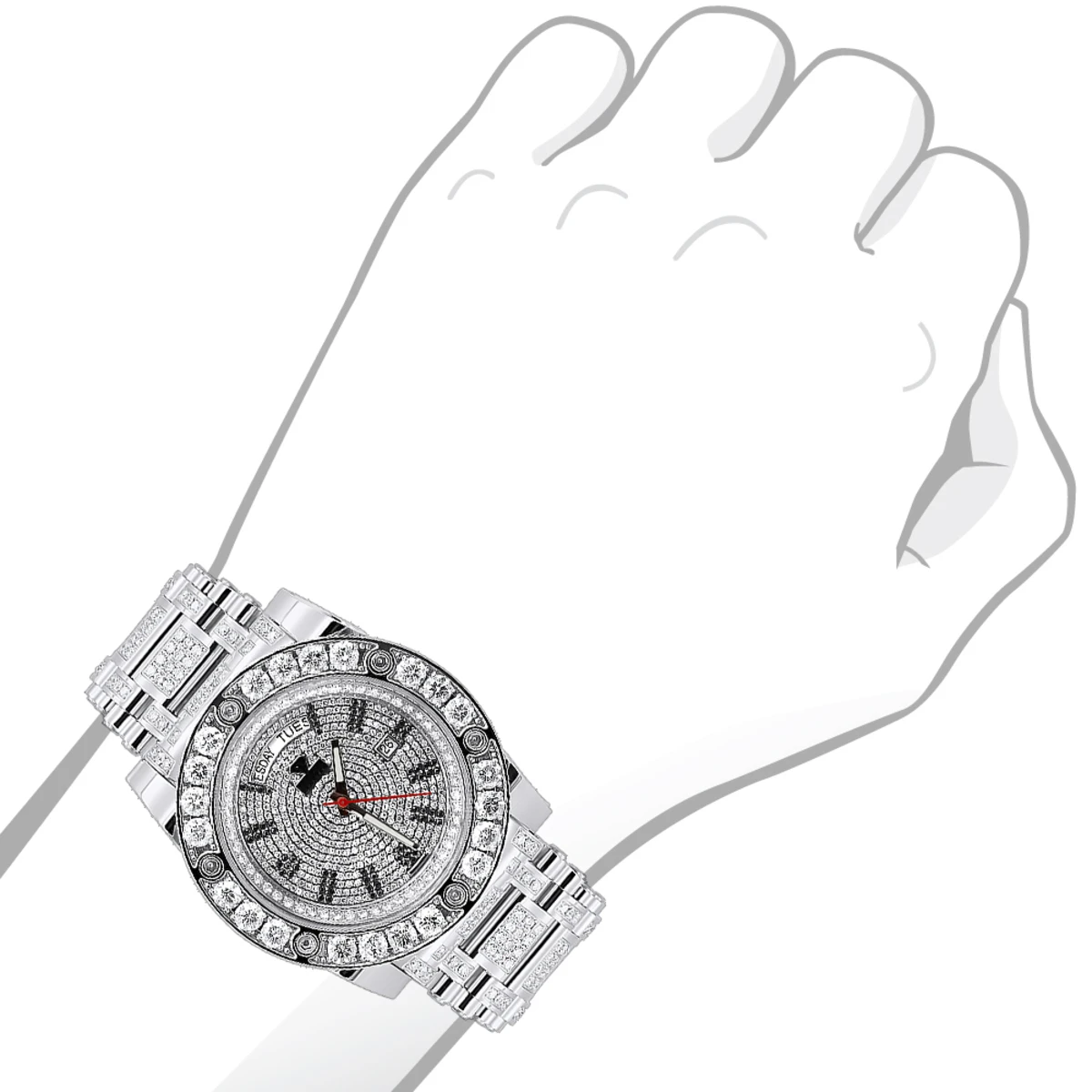 22 Carat Aqua Master Diamond Watch For Men White & Black Diamonds Automatic - Image 3