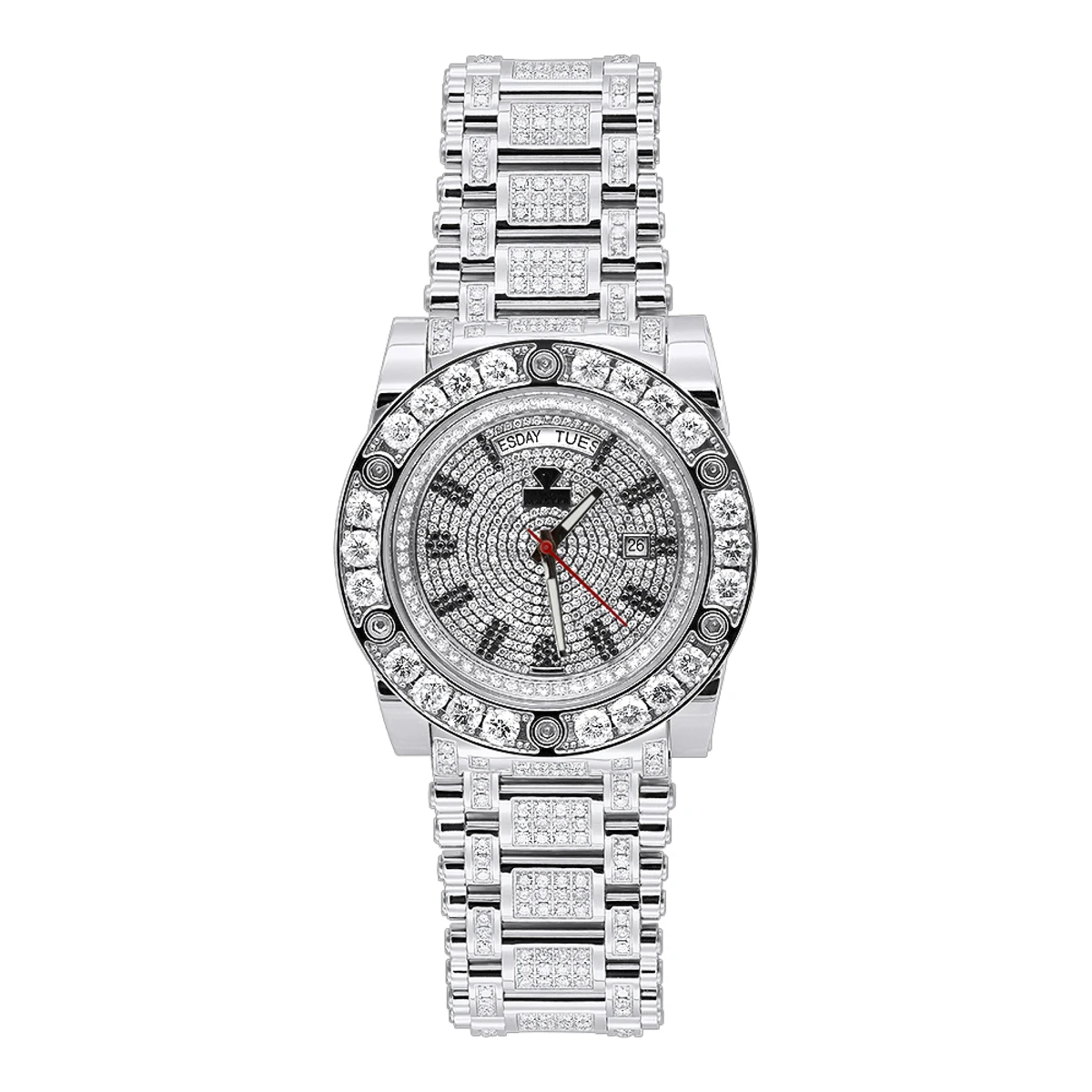 22 Carat Aqua Master Diamond Watch For Men White & Black Diamonds Automatic