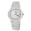 Fully Iced Out Men's Diamond Patek Philippe Watch Stainless Steel 40mm