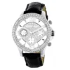 Men's Genuine Diamond Watch Luxurman Liberty Swiss MVT Leather Band White MOP